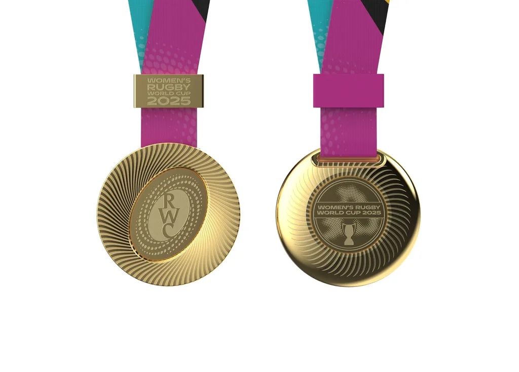 Medallas que serán entregadas a las Campeonas del Mundo 2025. Crédito: World Rugby