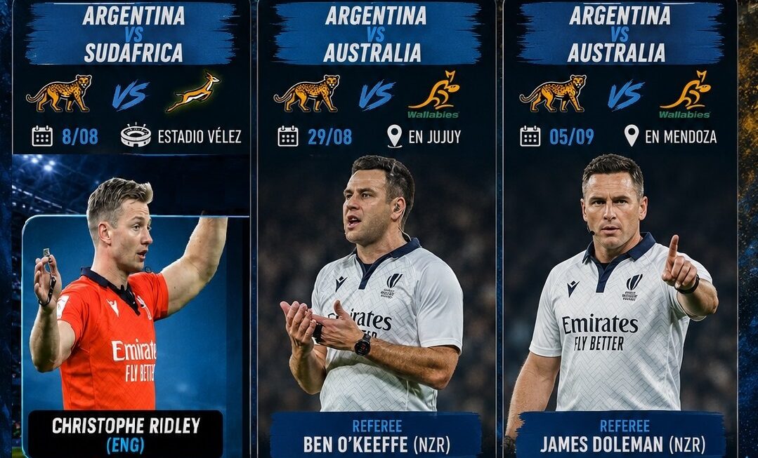 World Rugby confirmó los árbitros para los partidos de Los Pumas en Argentina ante Sudáfrica y Australia